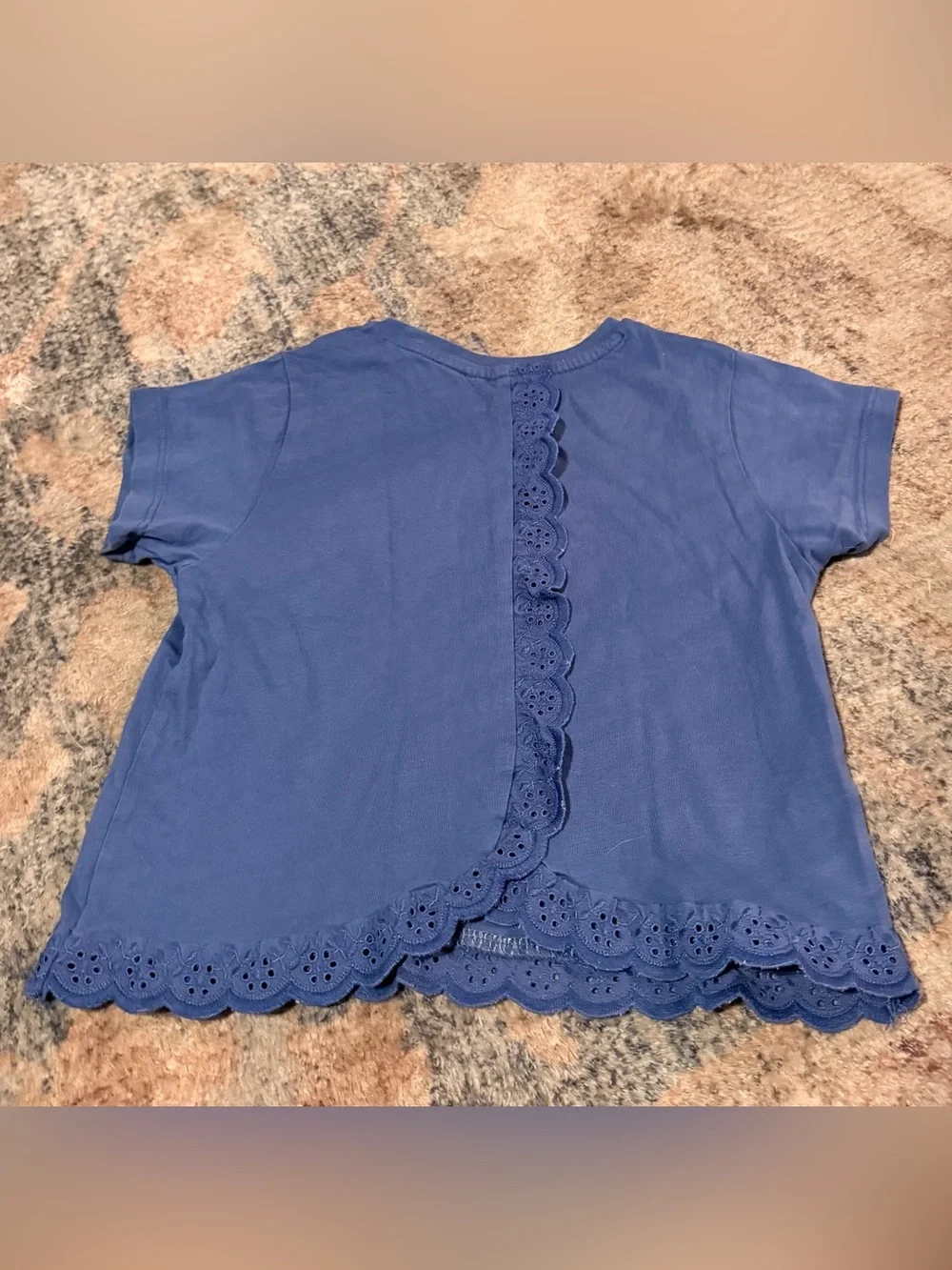 Mango Blue Short Sleeve Tee with Eyelet Hem 3-4 years old